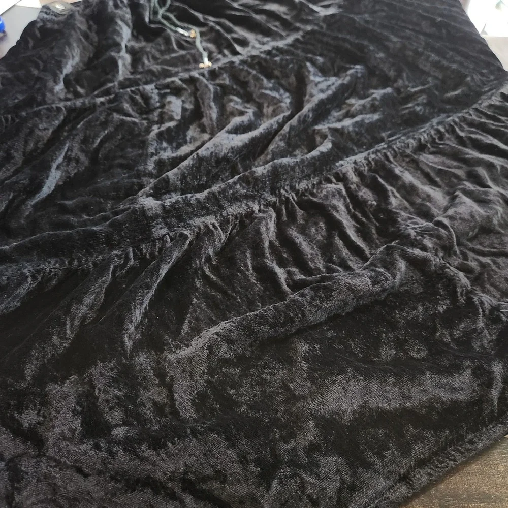 Black Tiered Velvet Maxi Skirt Whimsigoth Fairy Grunge Large XL One Size Rayon